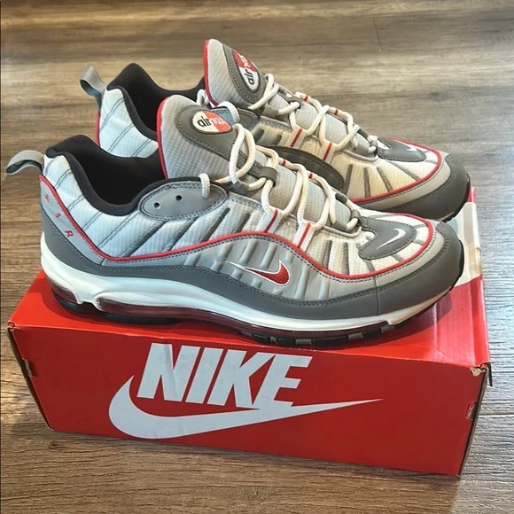 Nike Air Max 98 Men's Gray and Red Sneakers